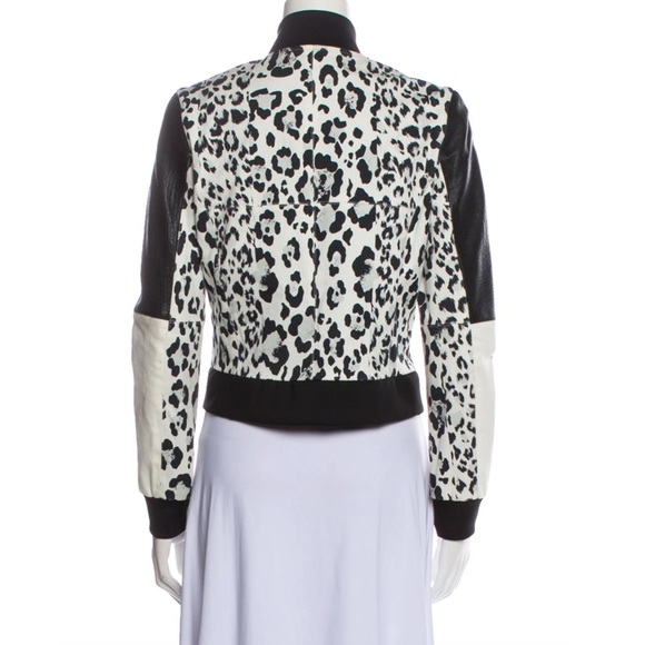 Nicholas - Leopard Print Leather Combo Bomber Jacket - Picture 4 of 16